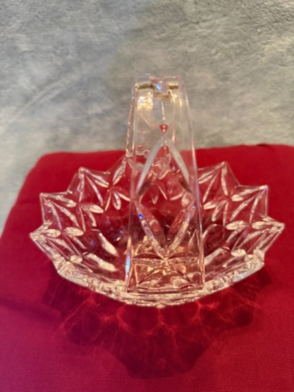 Vintage Bohemia Clear Cut Glass Crystal Basket Dish